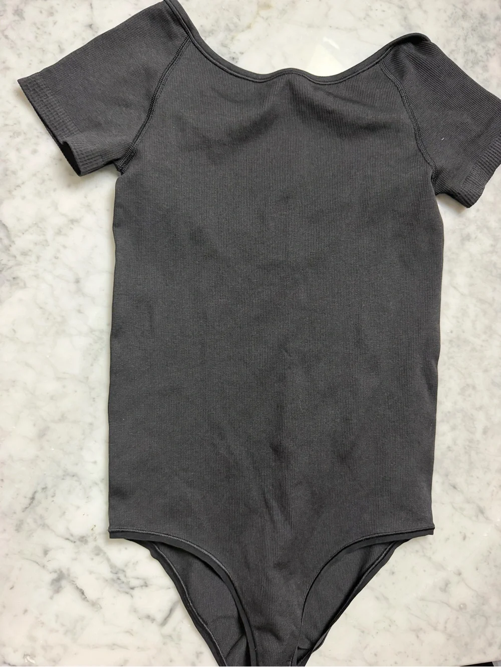 lululemon athletica Short Sleeve One-Piece Bodysuit in Charcoal Gray